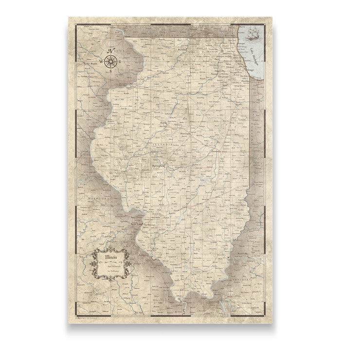 Push Pin Illinois Map (Pin Board) - Rustic Vintage CM Pin Board