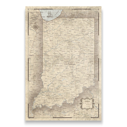 Indiana Map Poster - Rustic Vintage