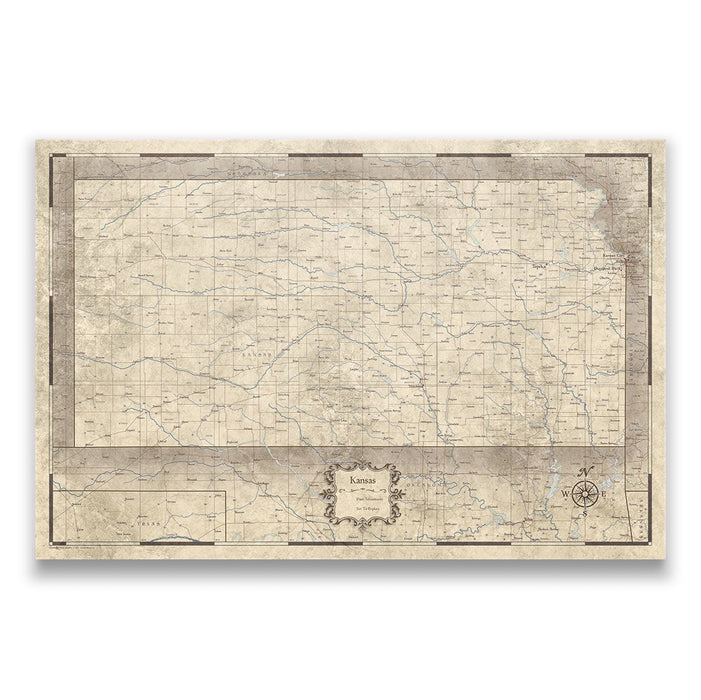 Push Pin Kansas Map (Pin Board) - Rustic Vintage CM Pin Board