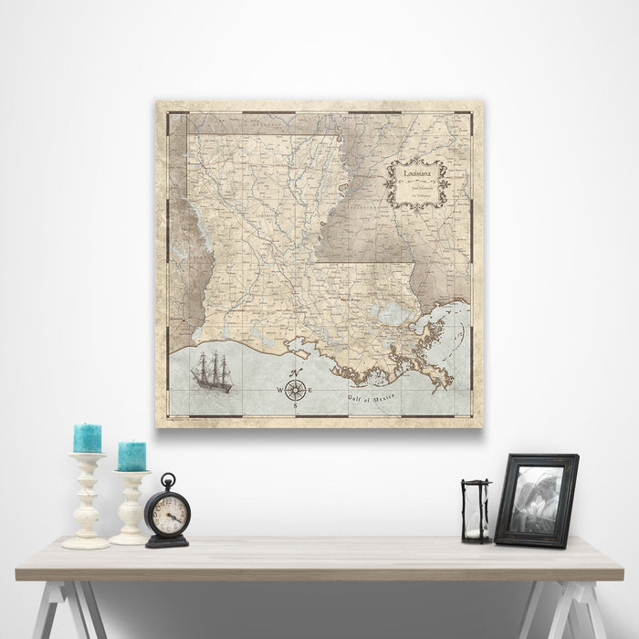 Louisiana Map Poster - Rustic Vintage CM Poster