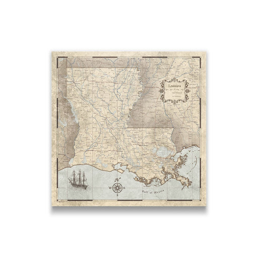 Louisiana Map Poster - Rustic Vintage