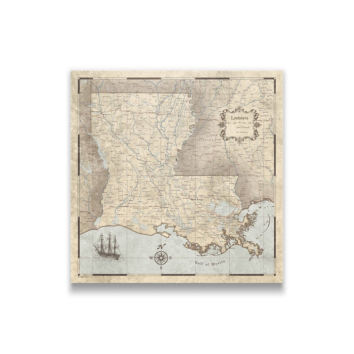 Louisiana Map Poster - Rustic Vintage - Conquest Maps LLC