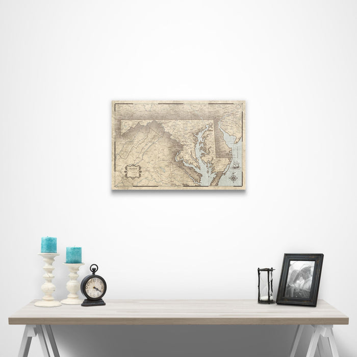 Maryland Map Poster - Rustic Vintage CM Poster