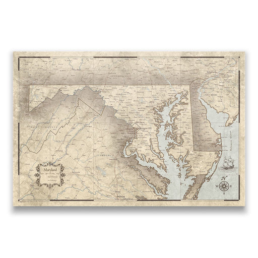 Maryland Map Poster - Rustic Vintage