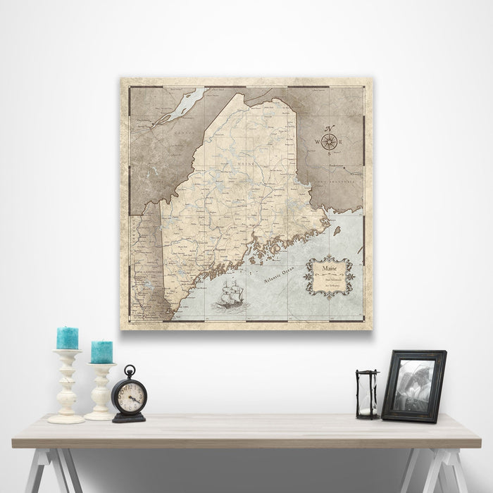Maine Map Poster - Rustic Vintage CM Poster