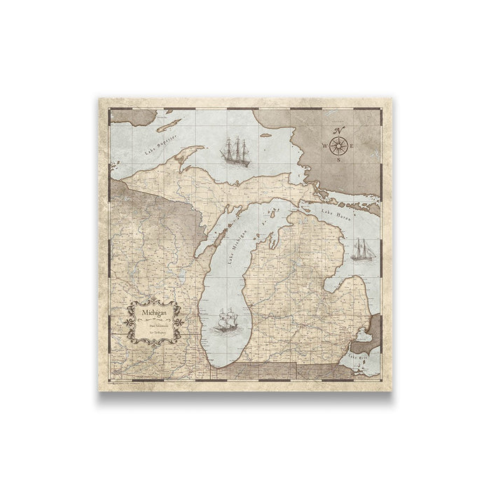 Michigan Map Poster - Rustic Vintage CM Poster