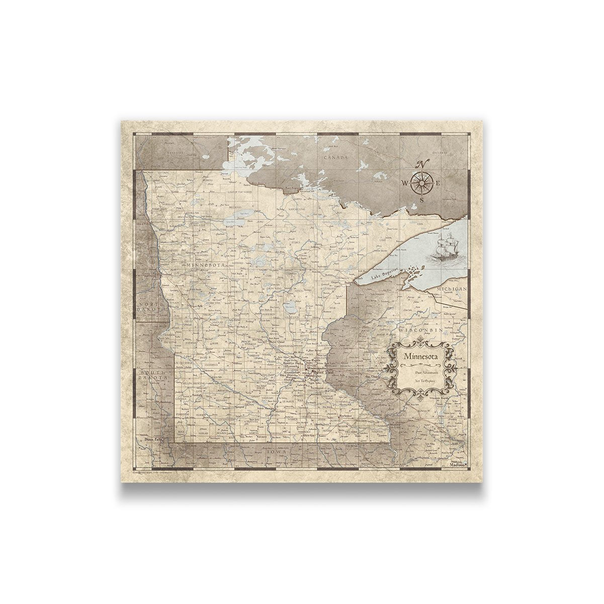 Push Pin Minnesota Map (Pin Board) - Rustic Vintage CM Pin Board