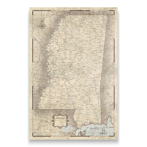 Mississippi Map Poster - Rustic Vintage