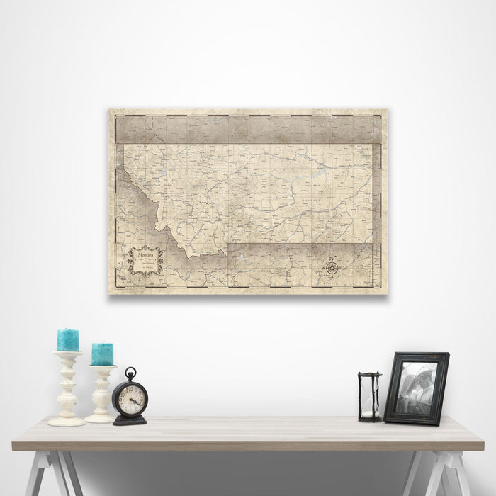 Montana Map Poster - Rustic Vintage CM Poster