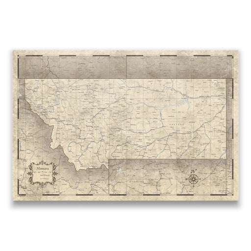 Montana Map Poster - Rustic Vintage