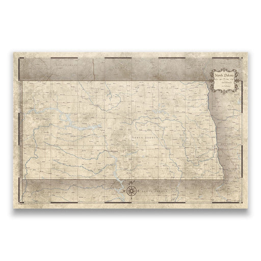 North Dakota Map Poster - Rustic Vintage