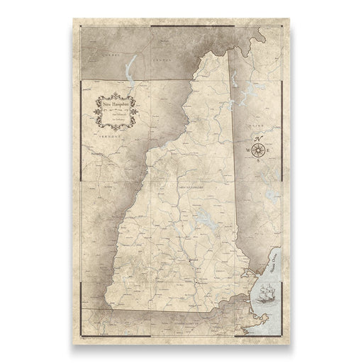 New Hampshire Map Poster - Rustic Vintage