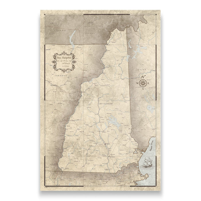 Push Pin New Hampshire Map (Pin Board) - Rustic Vintage CM Pin Board