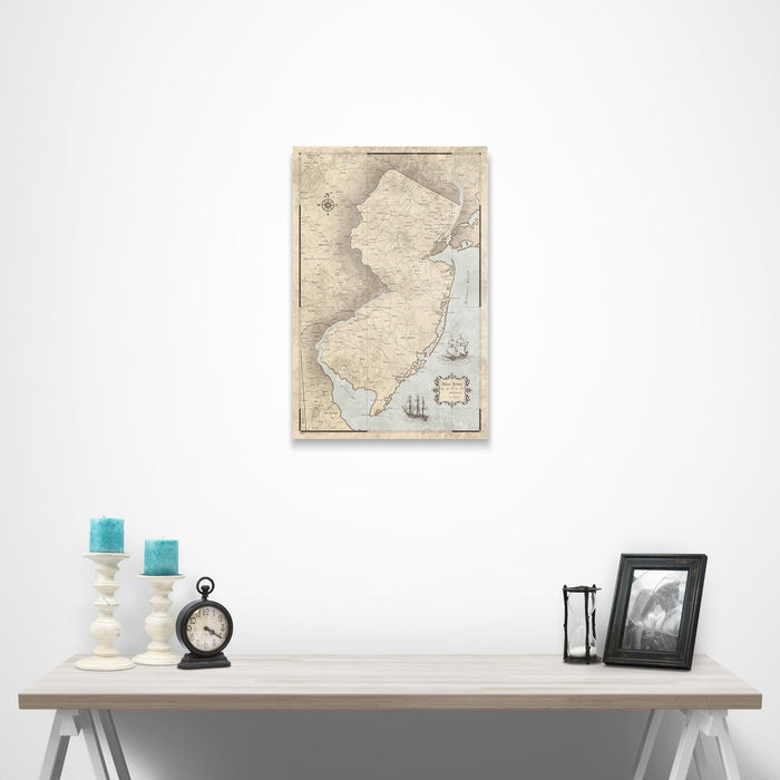 New Jersey Map Poster - Rustic Vintage CM Poster