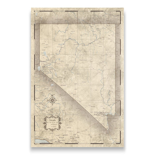 Nevada Map Poster - Rustic Vintage CM Poster