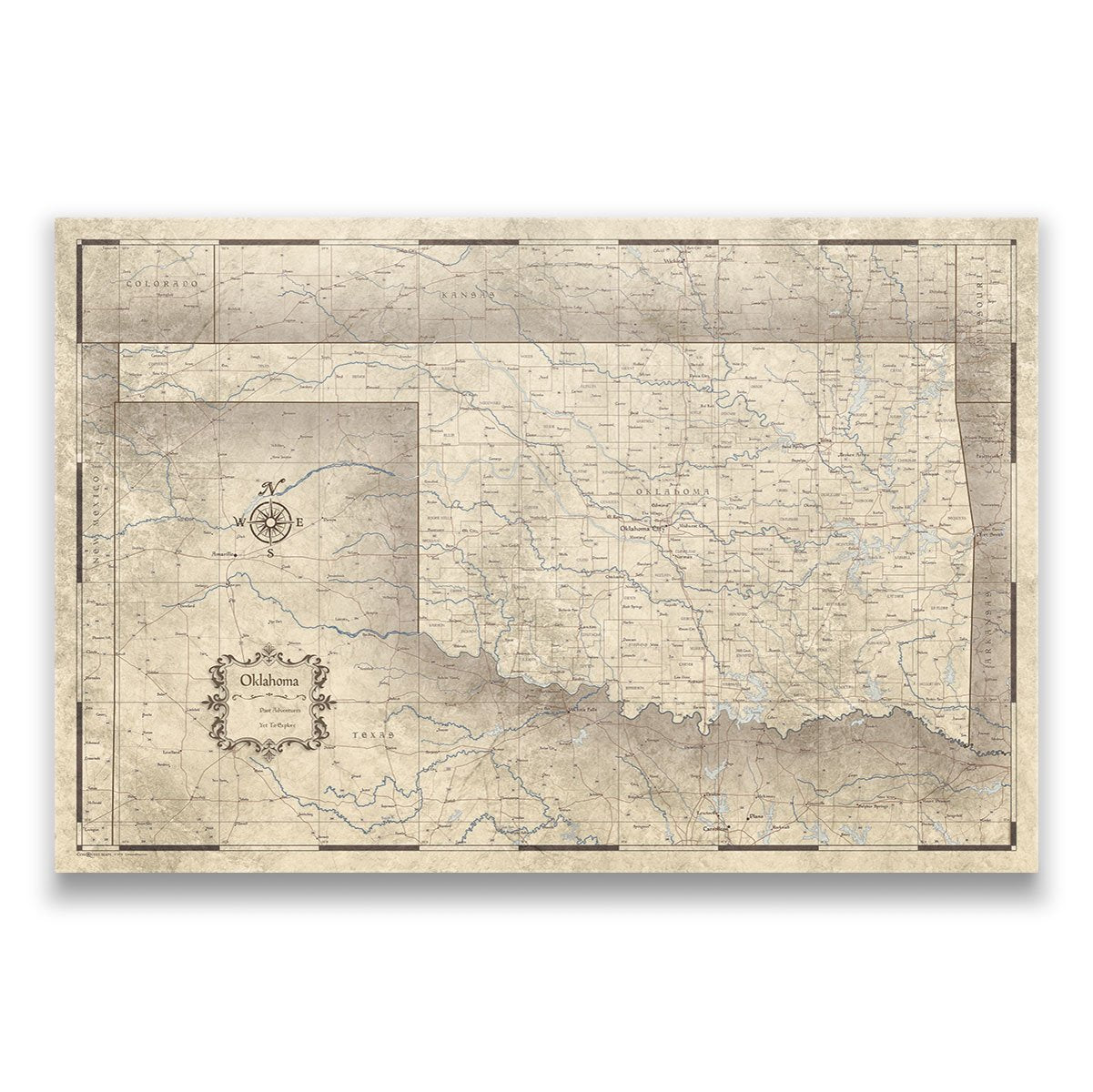 Push Pin Oklahoma Map (Pin Board) - Rustic Vintage CM Pin Board