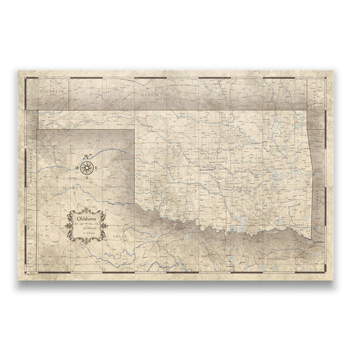 Oklahoma Map Poster - Rustic Vintage CM Poster
