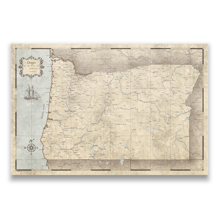 Push Pin Oregon Map (Pin Board) - Rustic Vintage CM Pin Board