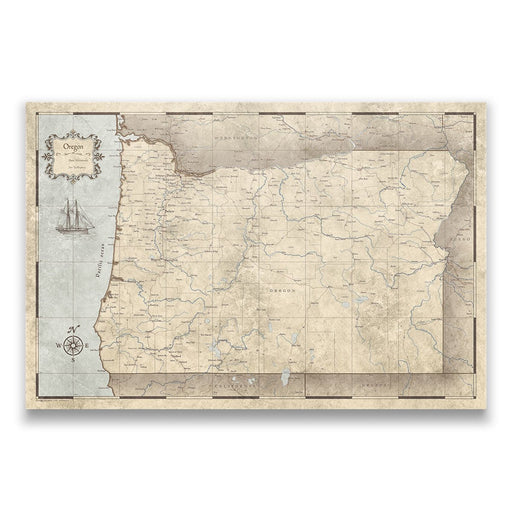 Oregon Map Poster - Rustic Vintage