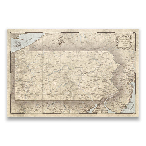 Pennsylvania Map Poster - Rustic Vintage