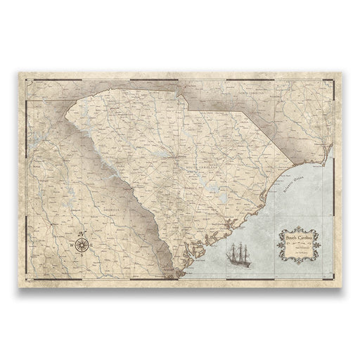 South Carolina Map Poster - Rustic Vintage
