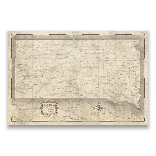 South Dakota Map Poster - Rustic Vintage