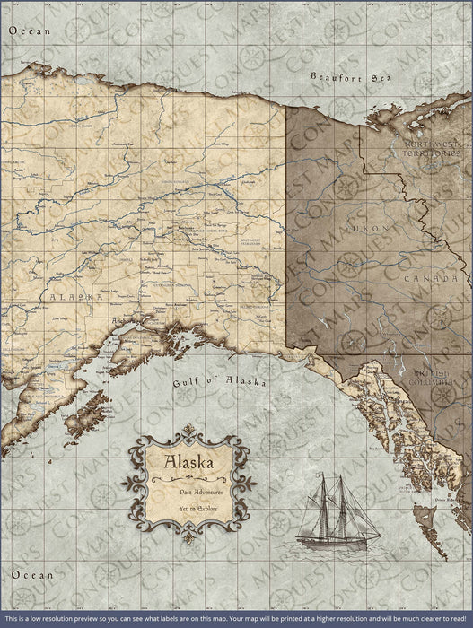 Alaska Map Poster - Rustic Vintage CM Poster