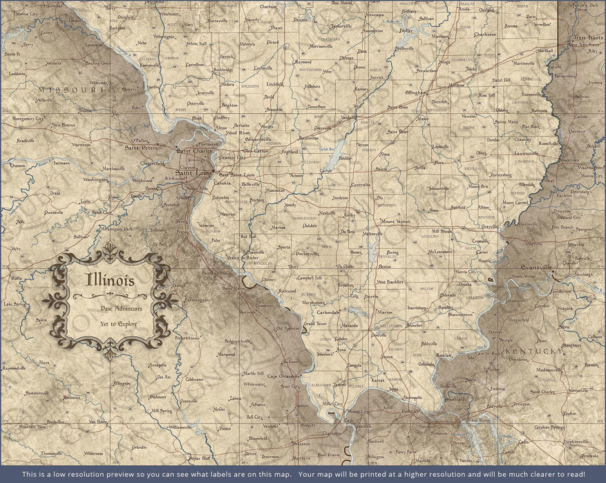 Illinois Map Poster - Rustic Vintage CM Poster