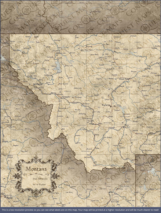 Montana Map Poster - Rustic Vintage CM Poster