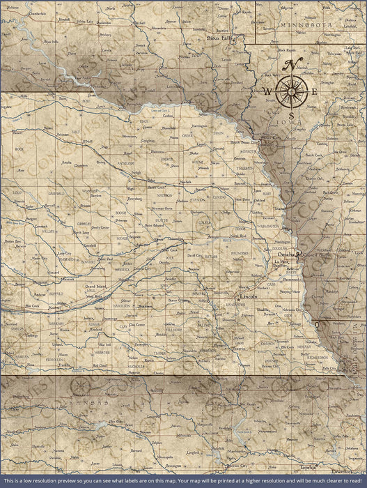 Push Pin Nebraska Map (Pin Board) - Rustic Vintage