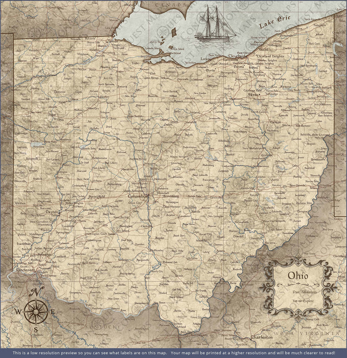 Push Pin Ohio Map (Pin Board) - Rustic Vintage