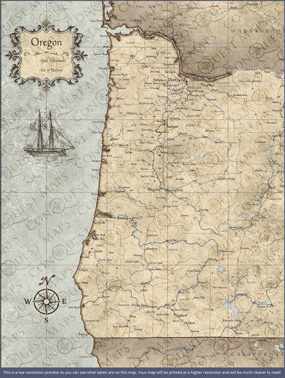 Push Pin Oregon Map (Pin Board) - Rustic Vintage CM Pin Board