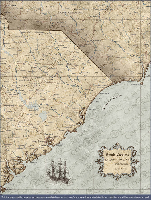South Carolina Map Poster - Rustic Vintage CM Poster
