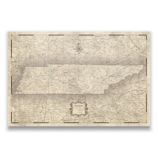 Tennessee Map Poster - Rustic Vintage CM Poster
