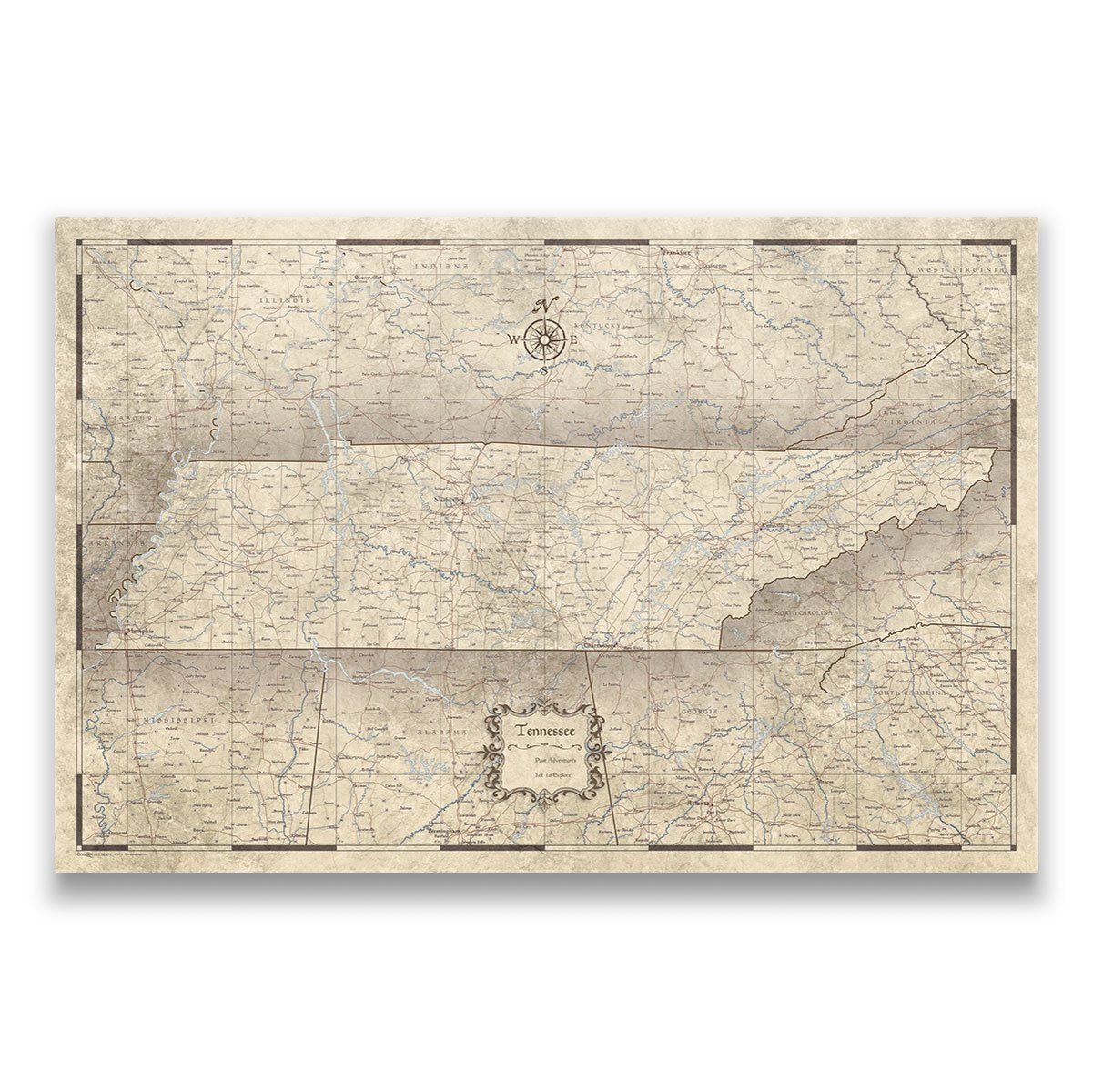 Push Pin Tennessee Map (Pin Board) - Rustic Vintage CM Pin Board