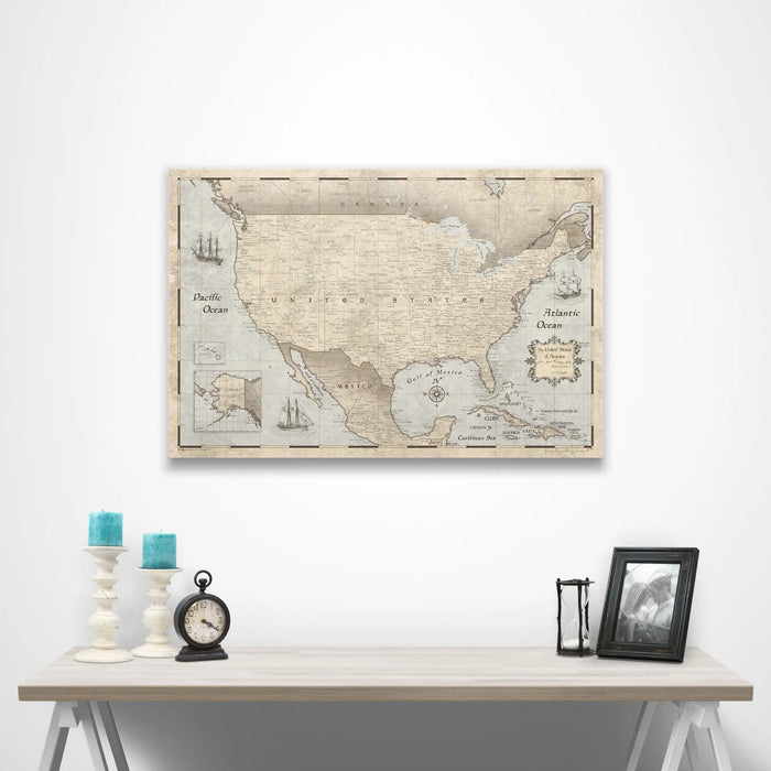 Rustic Vintage - Push Pin USA Map Pin Board  - Not Personalized CM Pin Board