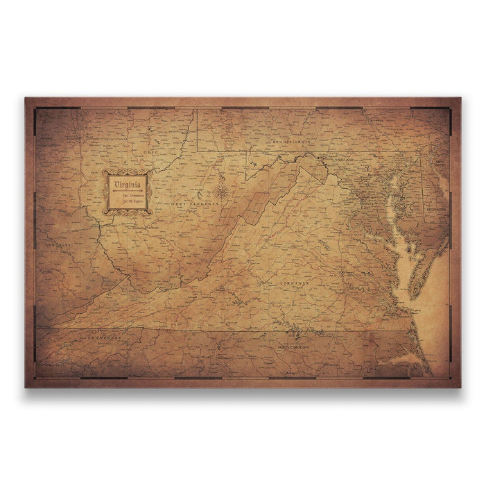 Push Pin Virginia Map (Pin Board) - Golden Aged CM Pin Board