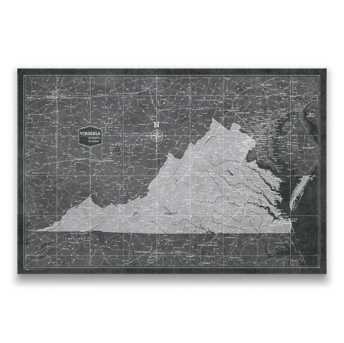 Push Pin Virginia Map (Pin Board) - Modern Slate CM Pin Board