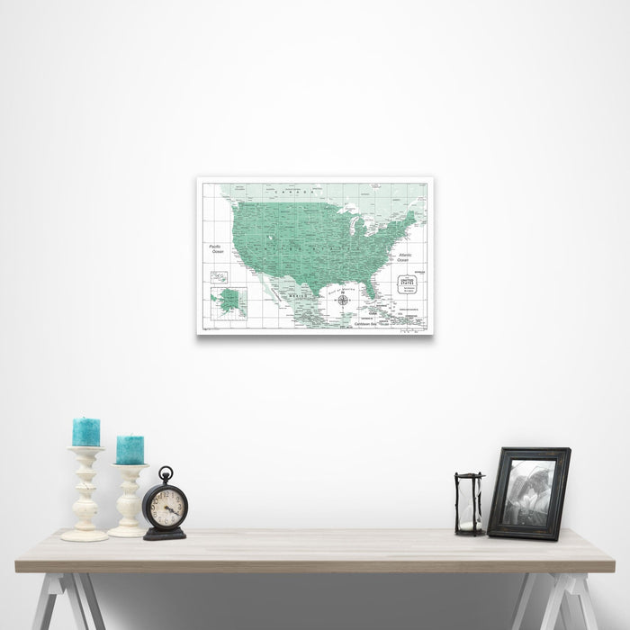 USA Map Poster - Green Color Splash CM Poster