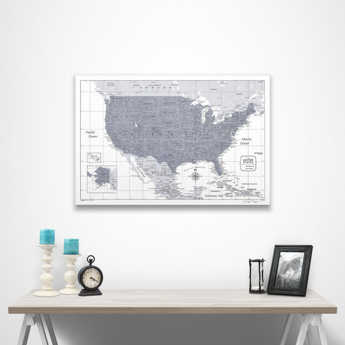 USA Map Poster - Dark Gray Color Splash CM Poster