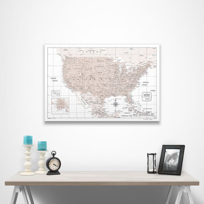 USA Map Poster - Light Brown Color Splash CM Poster