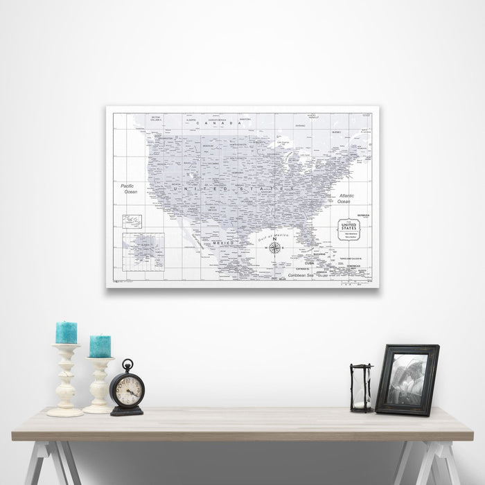 USA Map Poster - Light Gray Color Splash CM Poster