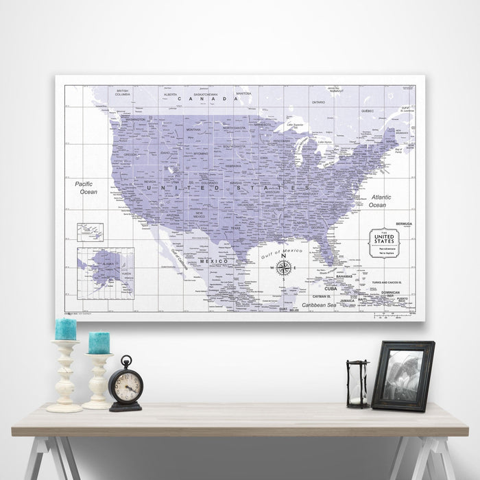USA Map Poster - Purple Color Splash CM Poster
