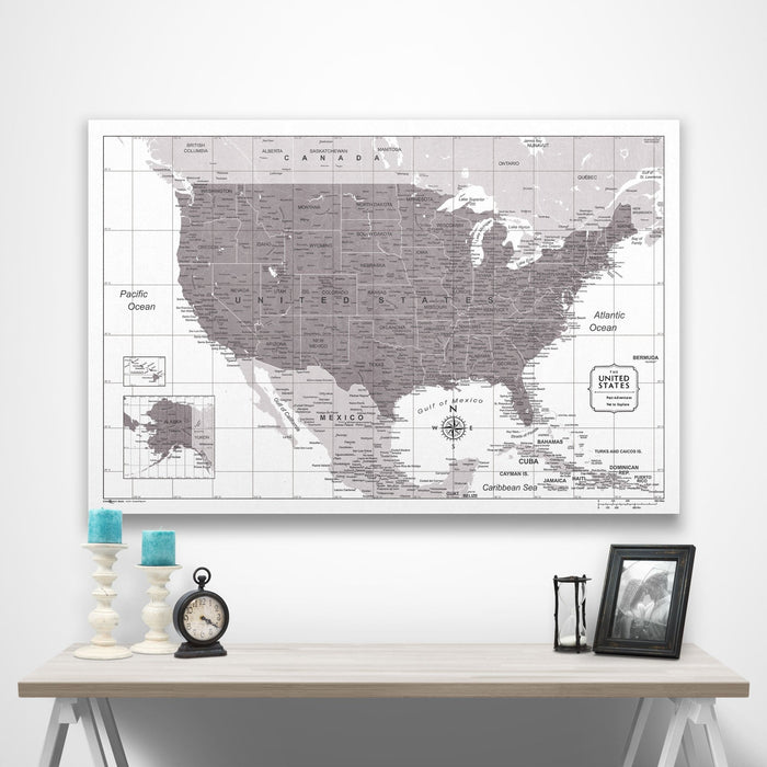 USA Map Poster - Dark Brown Color Splash CM Poster