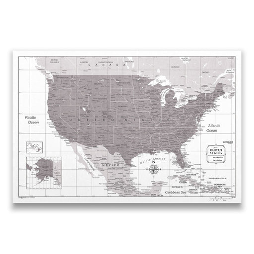 USA Map Poster - Dark Brown Color Splash