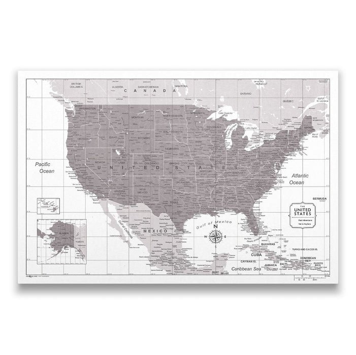 USA Map Poster - Dark Brown Color Splash CM Poster