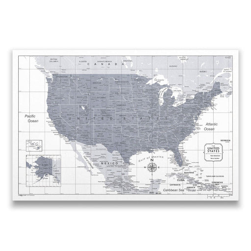 USA Map Poster - Dark Gray Color Splash