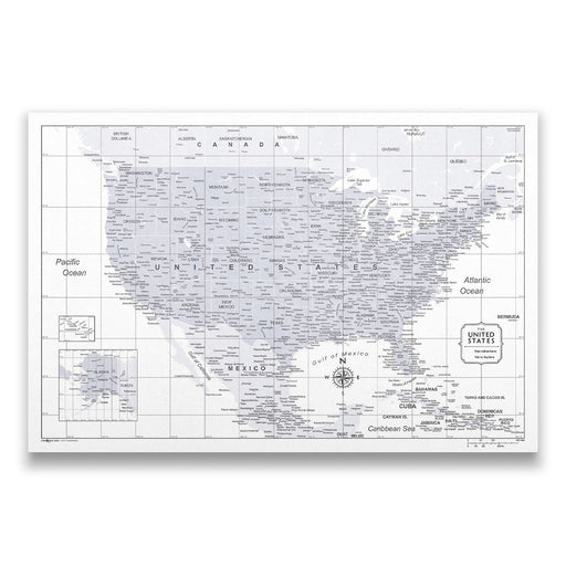 USA Map Poster - Light Gray Color Splash