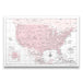 USA Map Poster - Pink Color Splash CM Poster