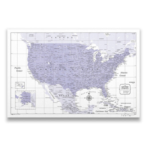 USA Map Poster - Purple Color Splash